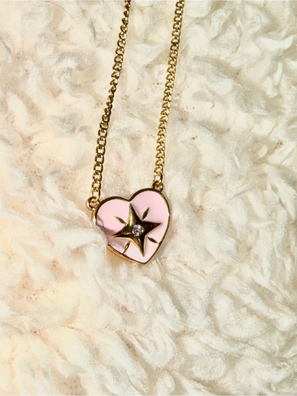 Brand New 18k Gold Necklace With Pink Heart Star Pendant - Fabulous Find - Picture 3 of 9